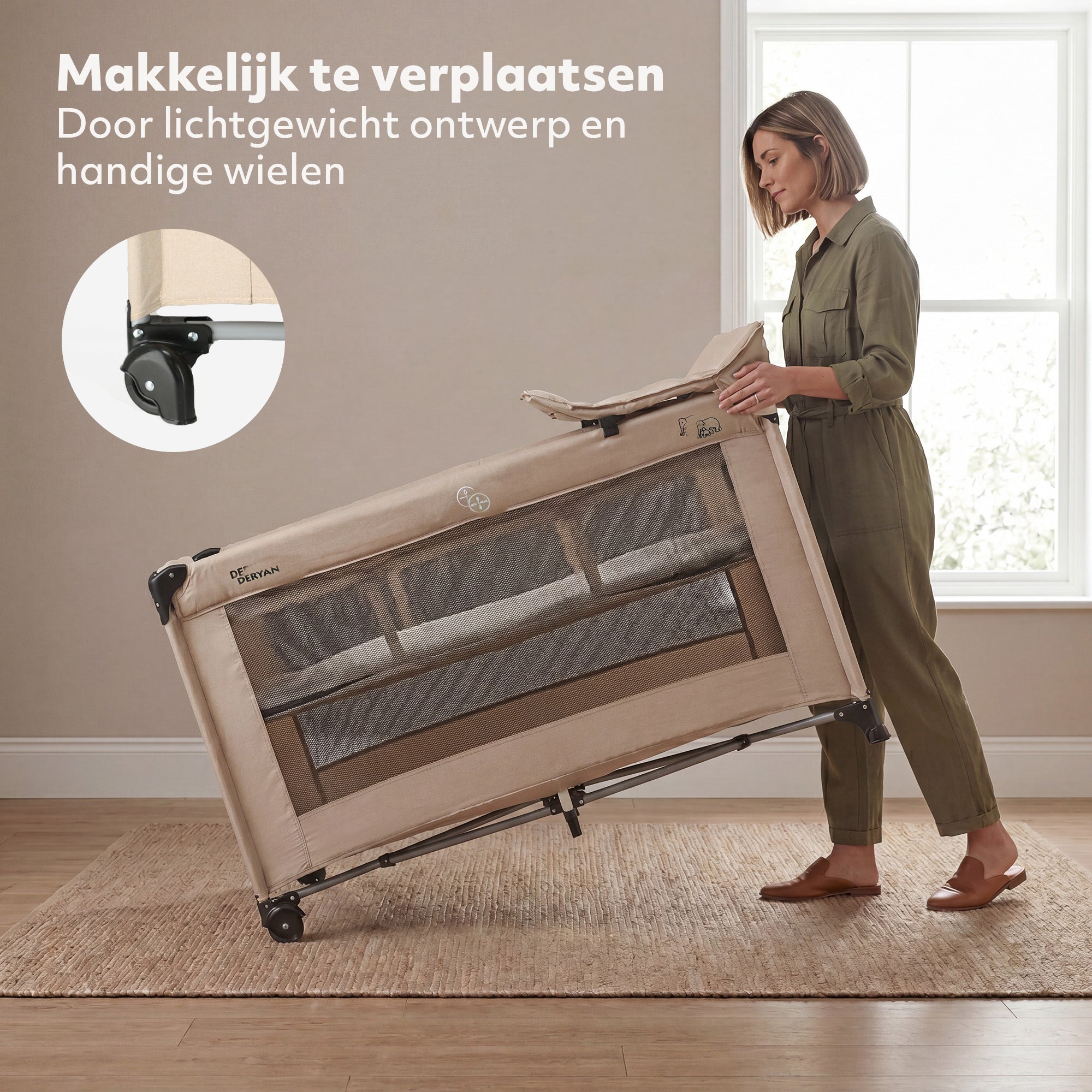 Luxe Campingbed Inclusief transporttas - Inclusief verschoonblad -Inclusief bodemverhoger Nougat