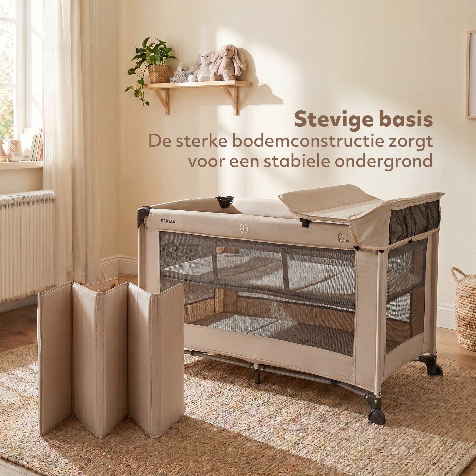 Luxe Campingbed Inclusief transporttas - Inclusief verschoonblad -Inclusief bodemverhoger Nougat