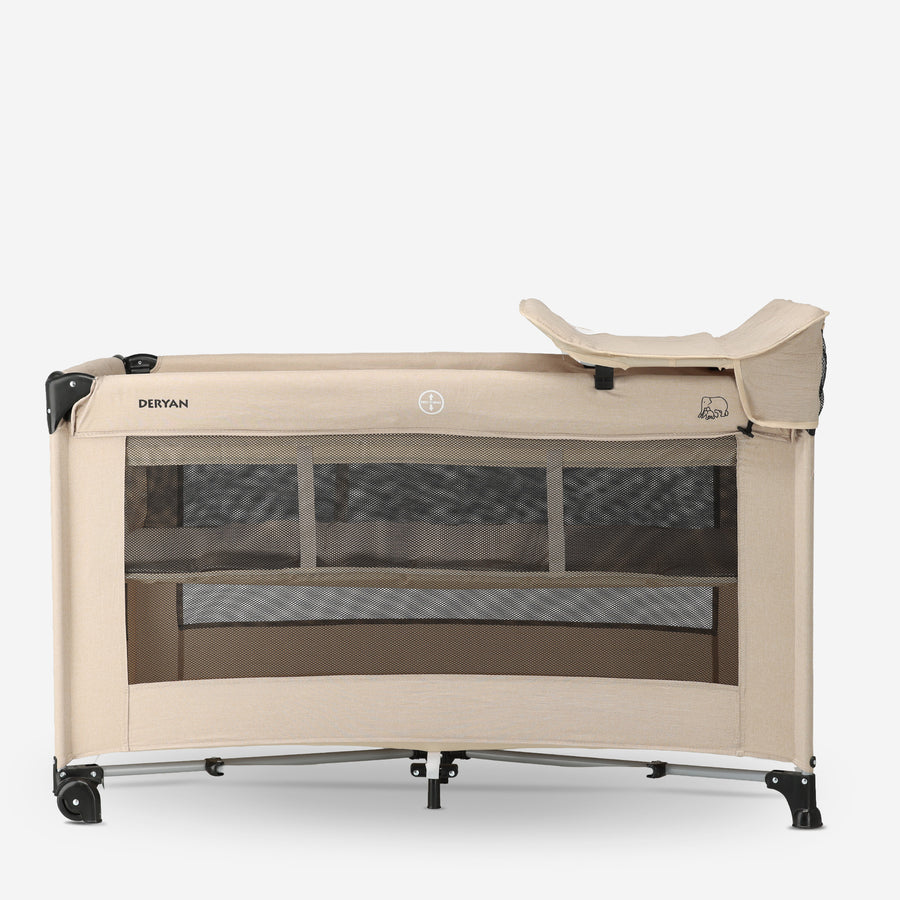 Luxe Campingbed met Verschoonblad en Bodemverhoger - Nougat