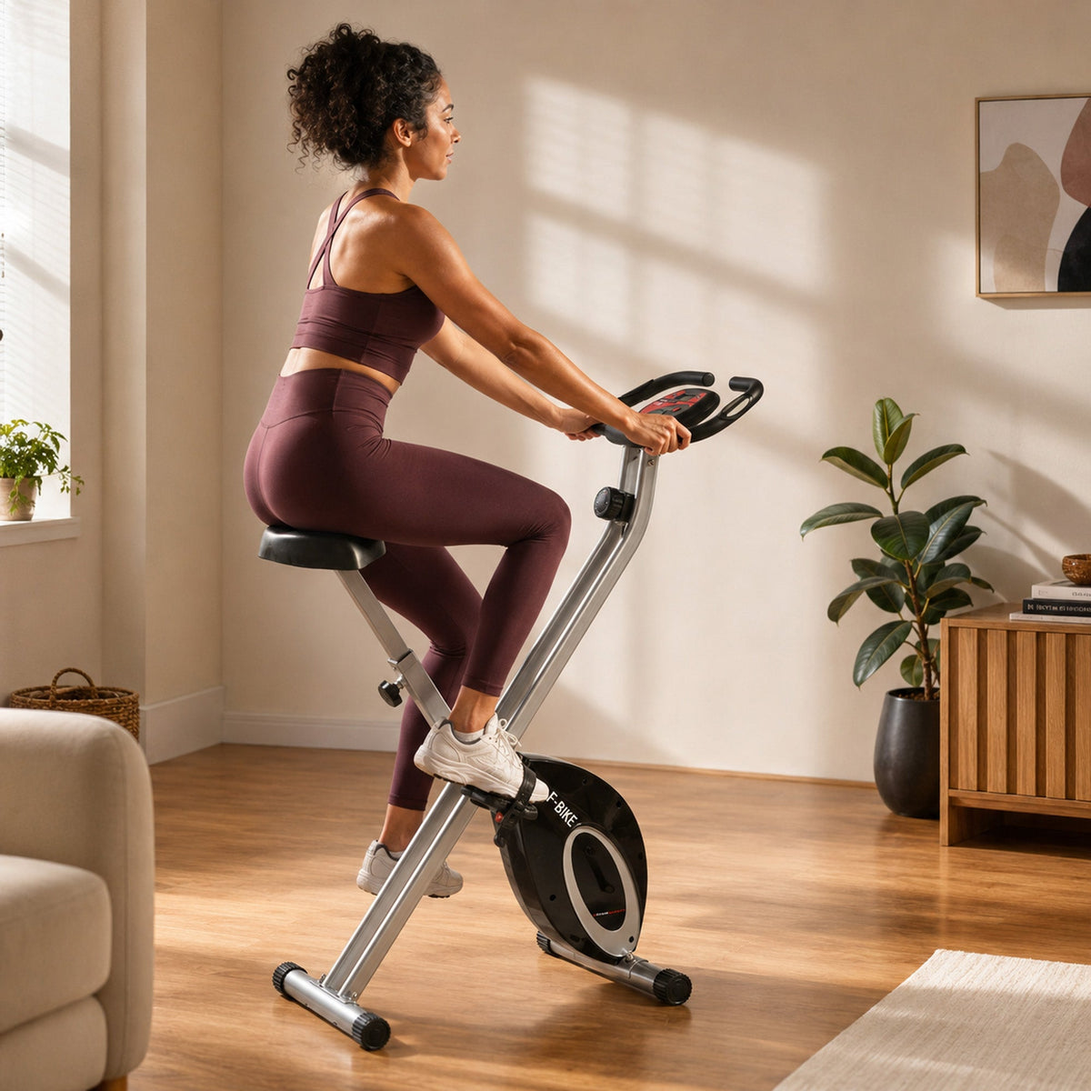 Ultrasport F-Bike Opvouwbare Hometrainer – 8 Weerstandsniveaus – LCD-Display – Hartslagmeting – Zwart/Zilver