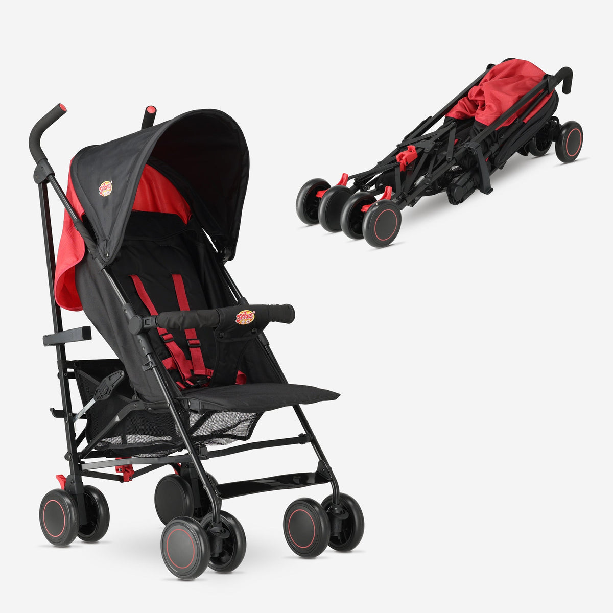 Paraplu Buggy - Verstelbare Buggy - Tot 15 kg - Grijs/Rood