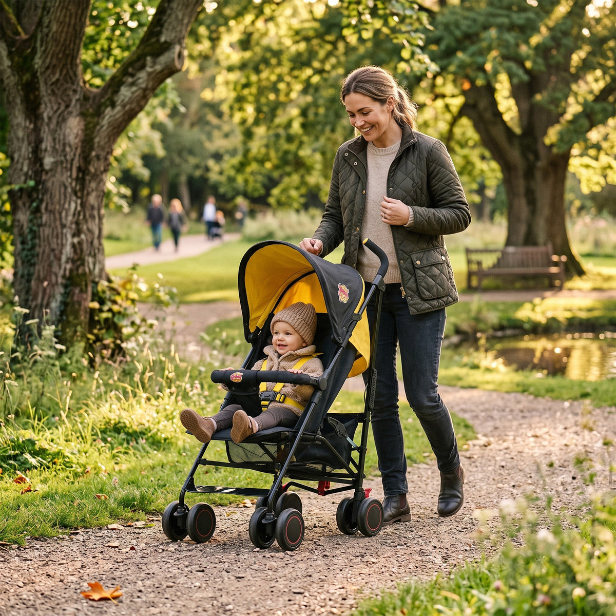 Paraplu Buggy - Verstelbare Buggy - Tot 15 kg - Grijs/Geel