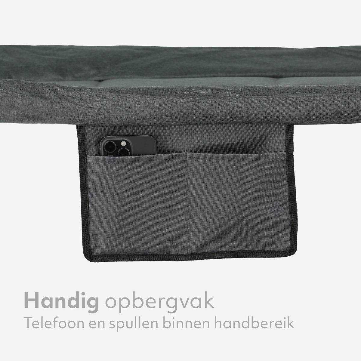Mooiys Opvouwbaar Veldbed – Campingbed met Verstelbare Rugleuning – Grijs