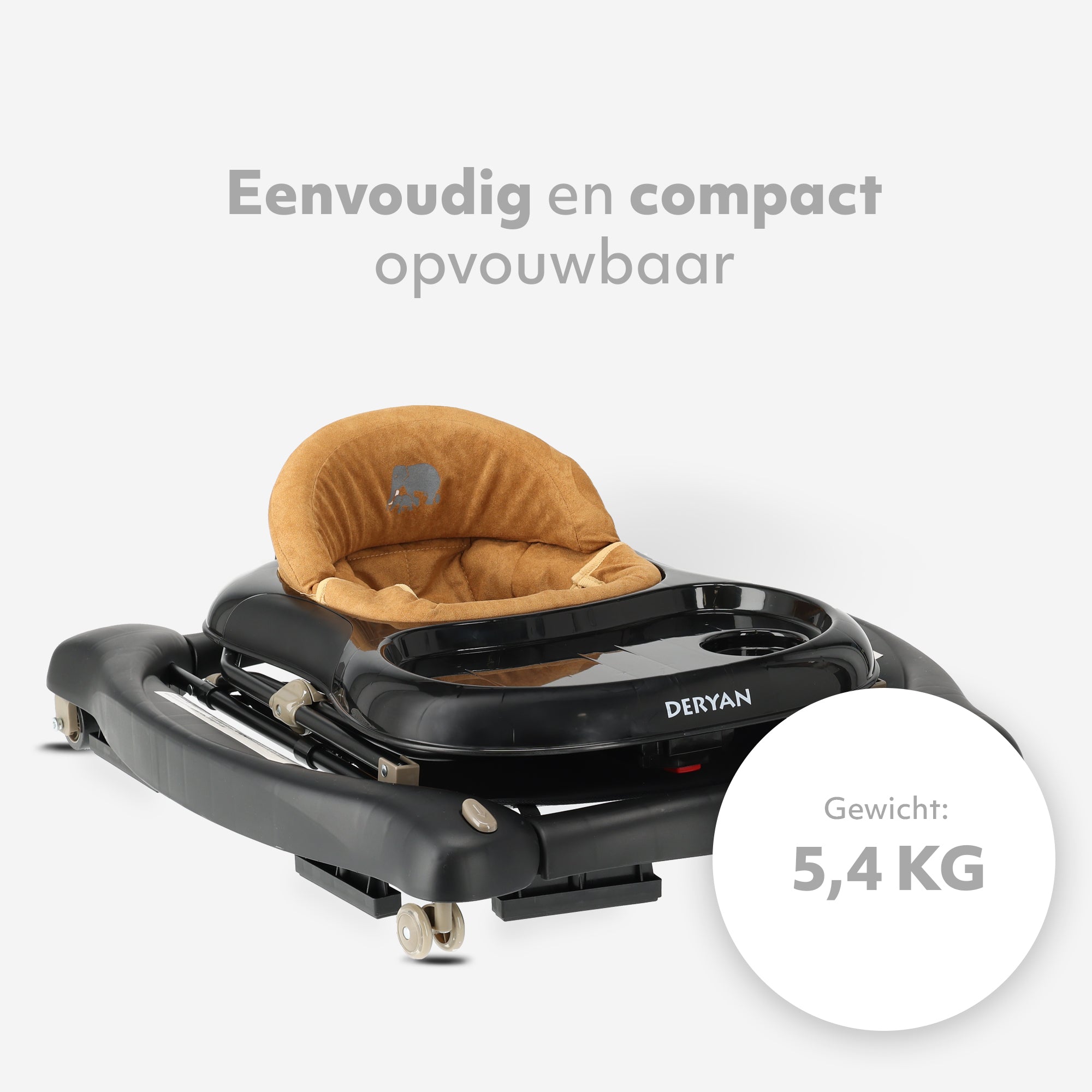 4-in-1 Loopstoel Zwart & Nougat