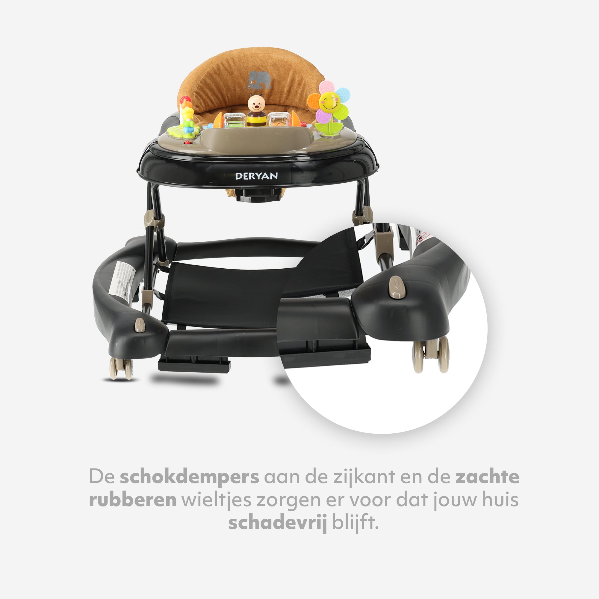 4-in-1 Loopstoel Zwart & Nougat