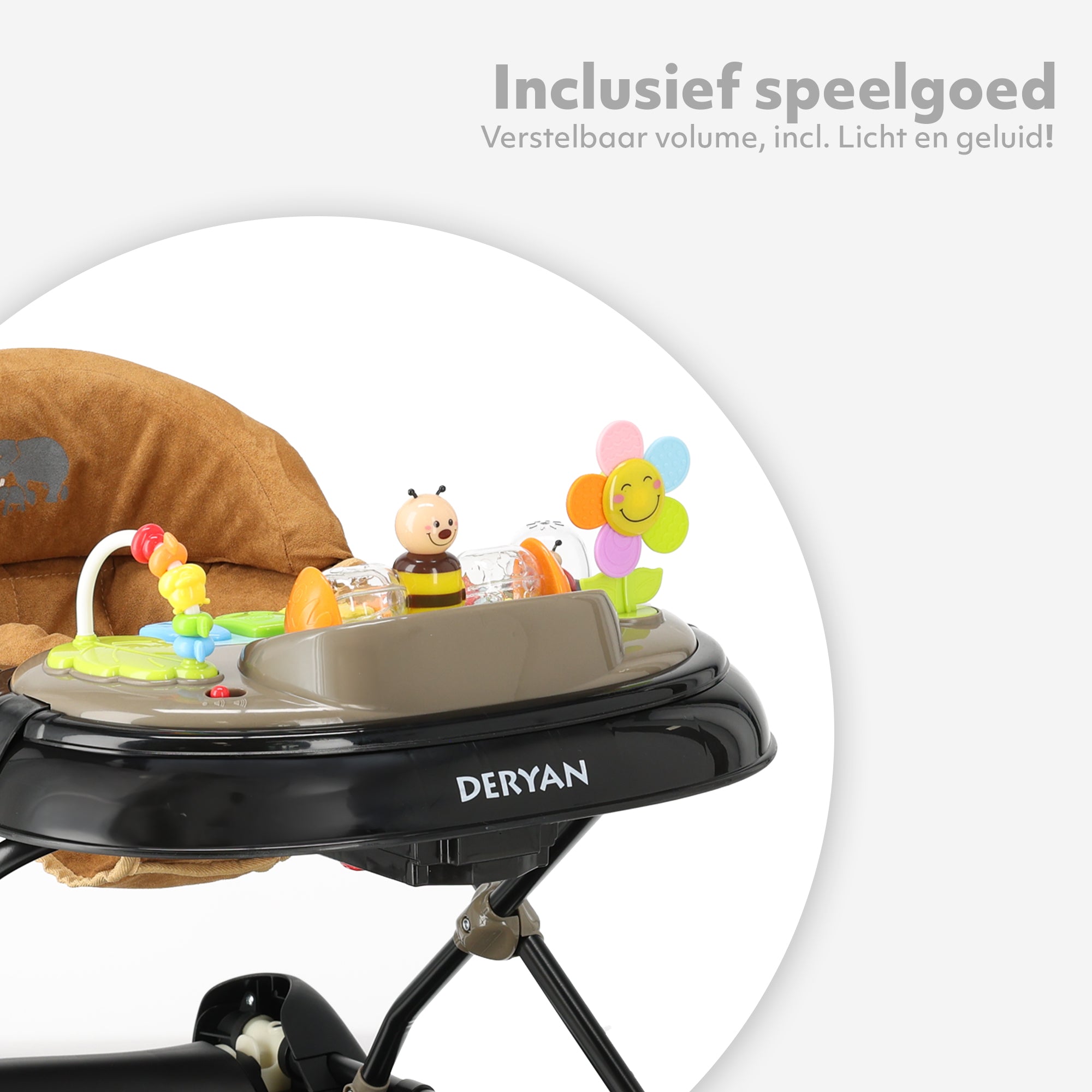 4-in-1 Loopstoel Zwart & Nougat