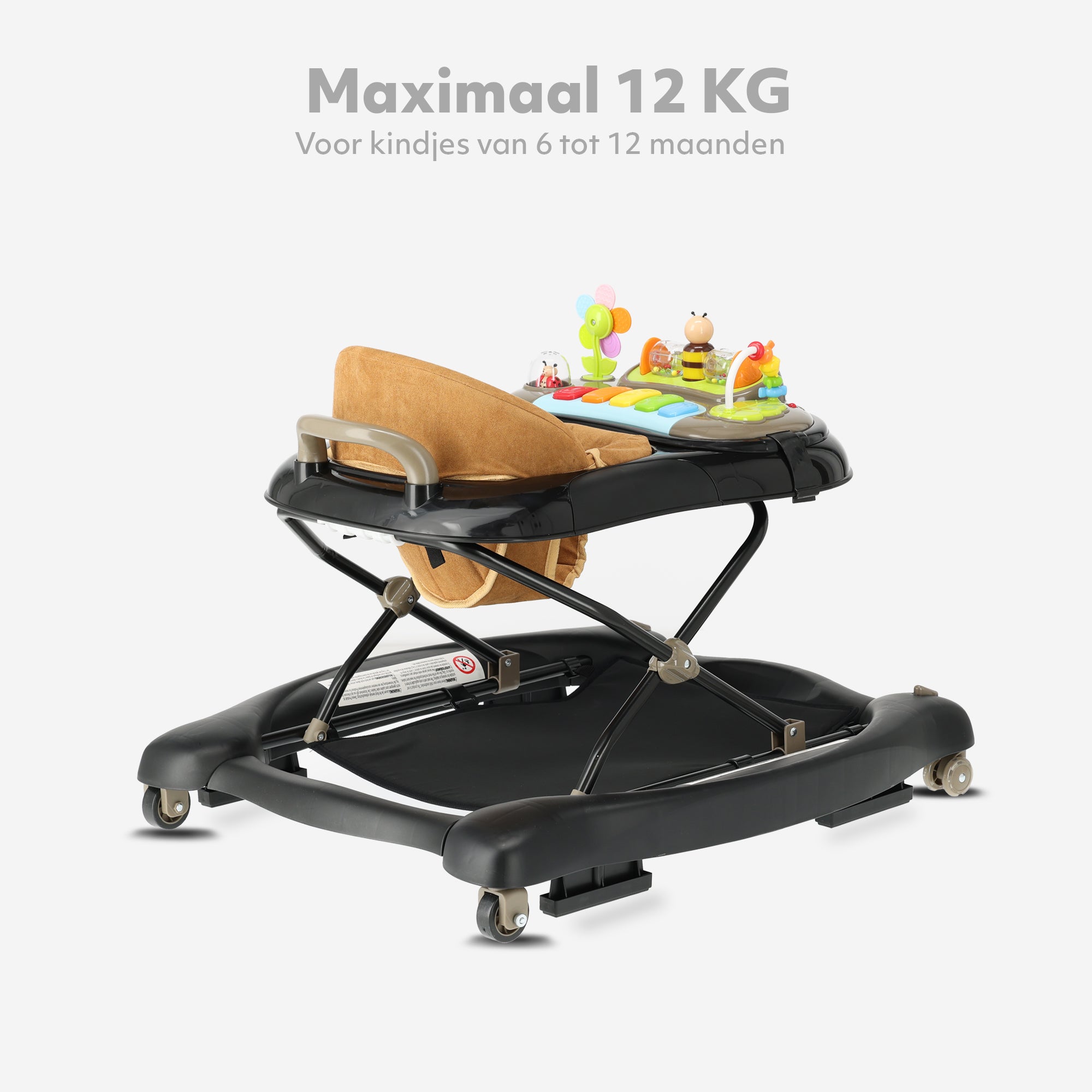4-in-1 Loopstoel Zwart & Nougat