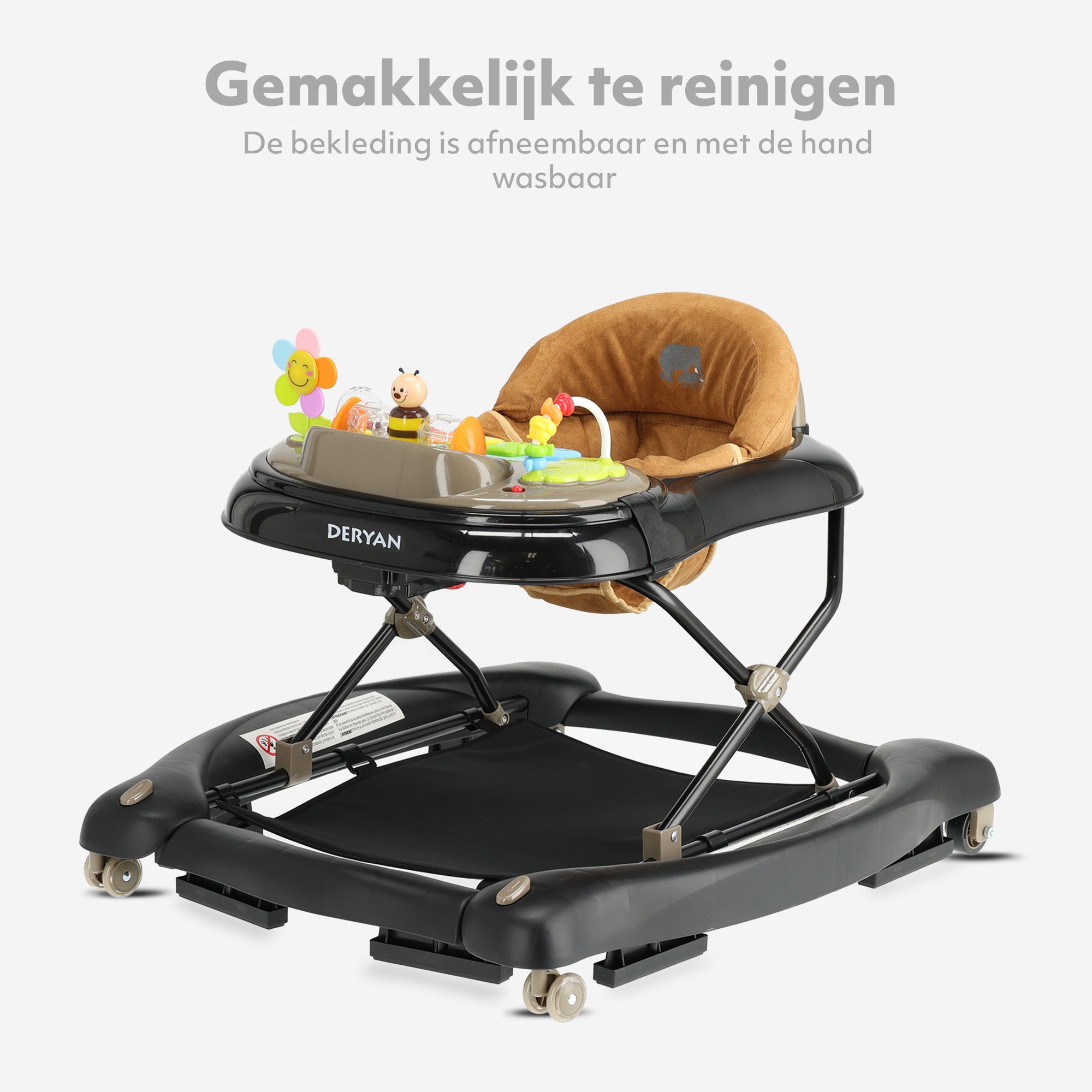 4-in-1 Loopstoel Zwart & Nougat