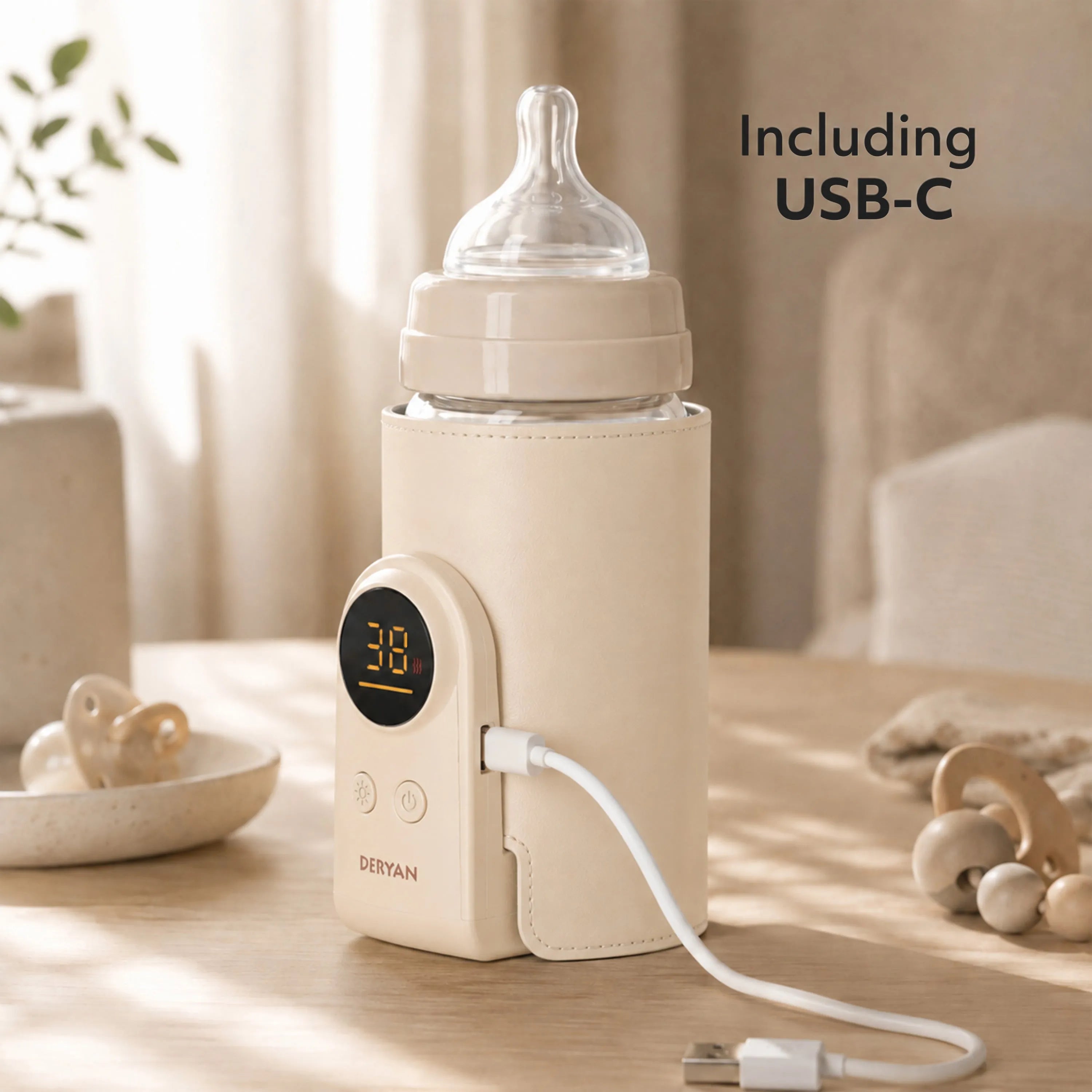 Draagbare Sleeve Flessenwarmer  - Cream