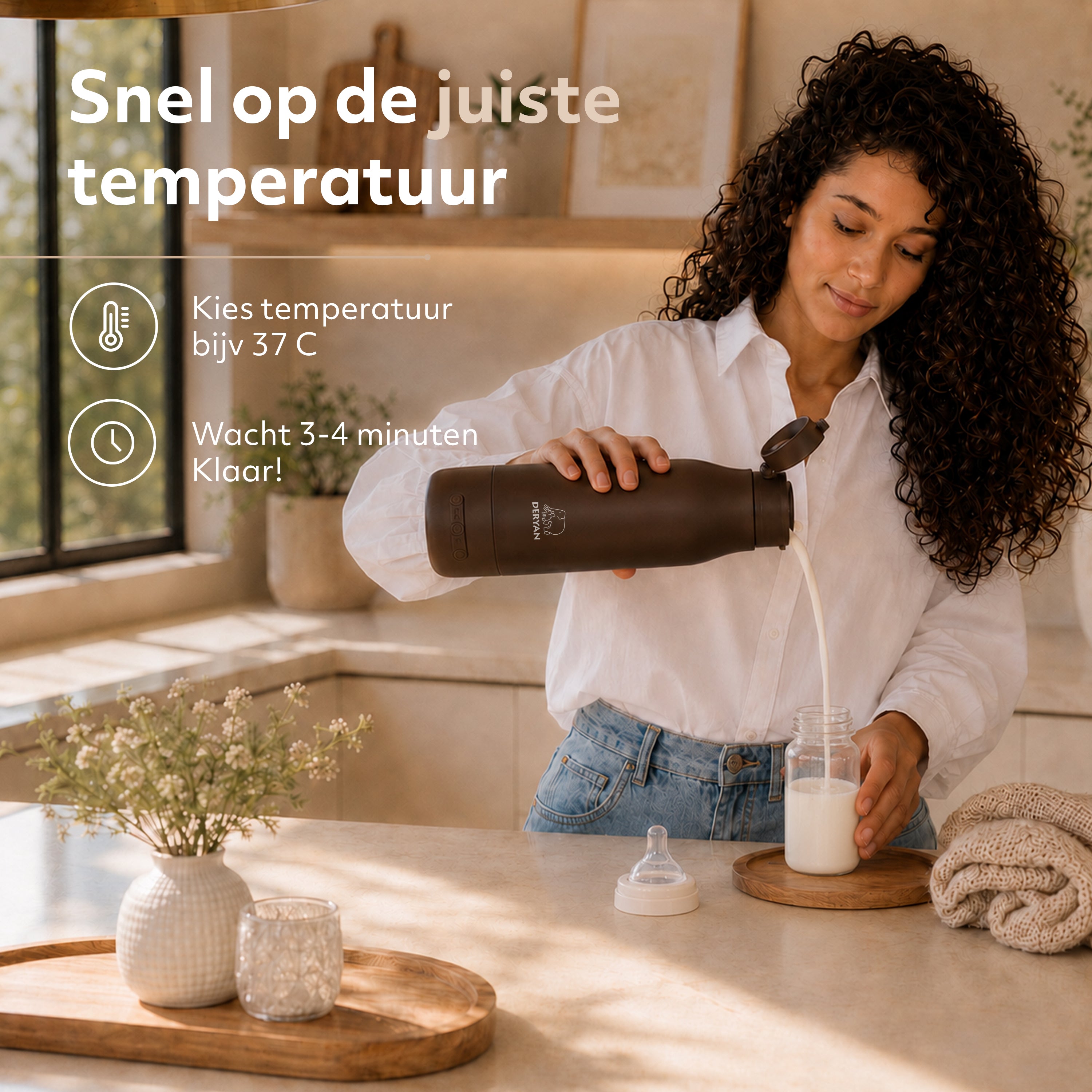 Draadloze Flessenwarmer 350 ml - Chocolate Brown