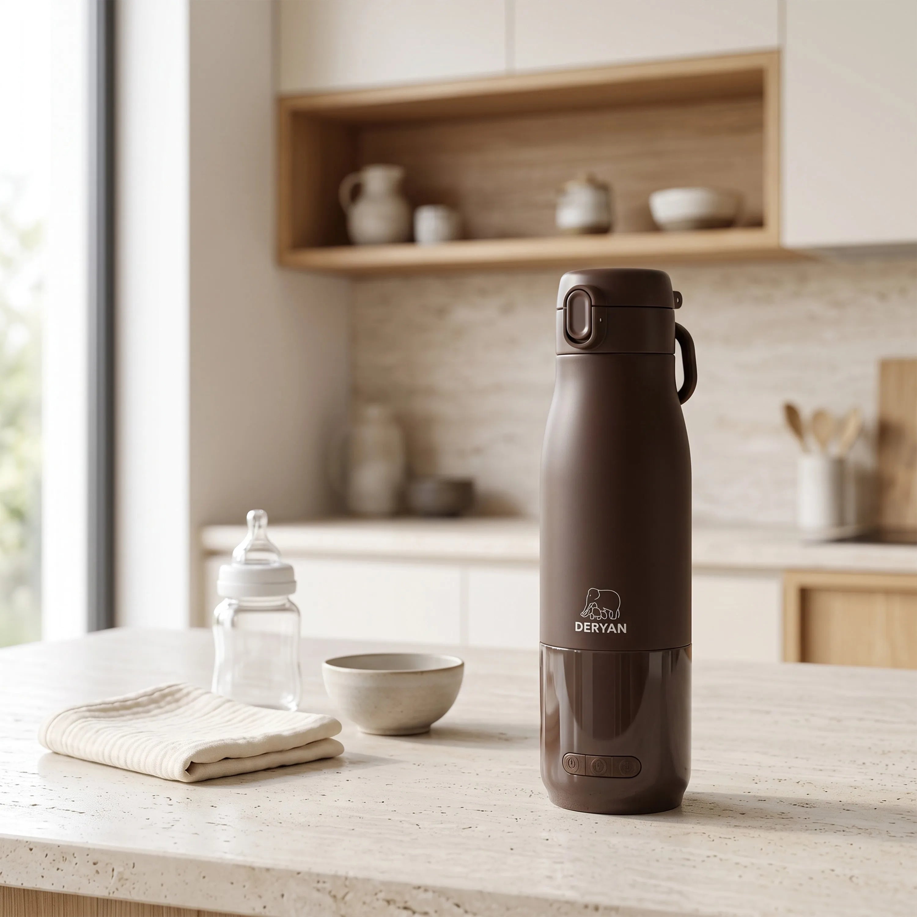 Draadloze Flessenwarmer 350 ml - Chocolate Brown