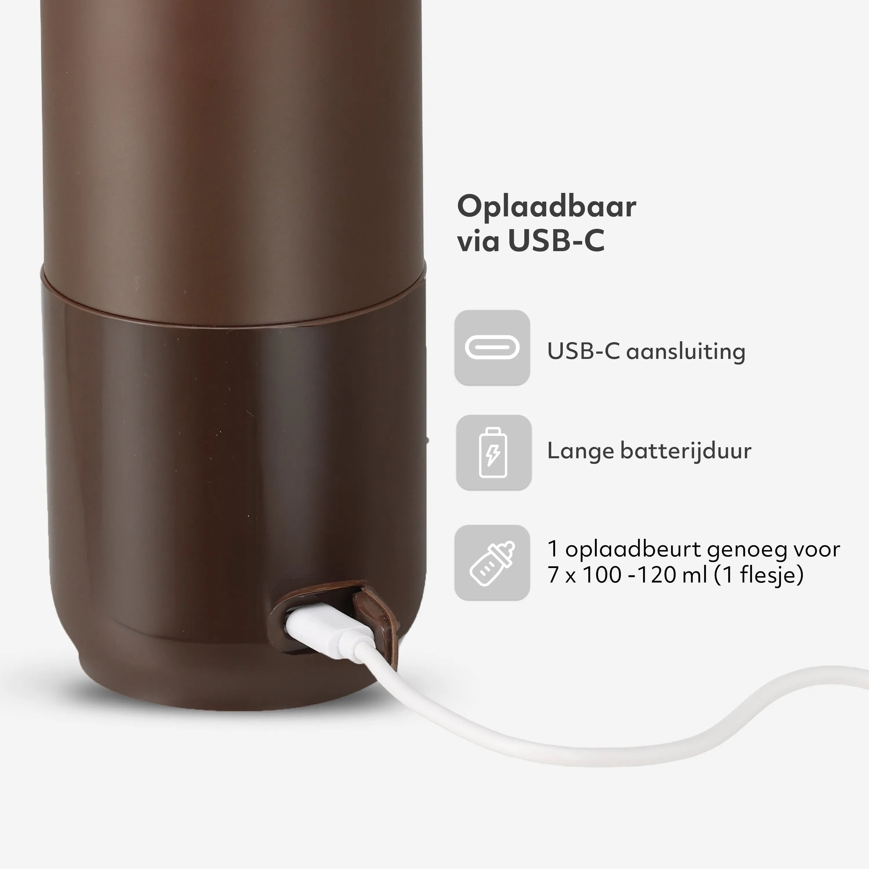 Draadloze Flessenwarmer 350 ml - Chocolate Brown