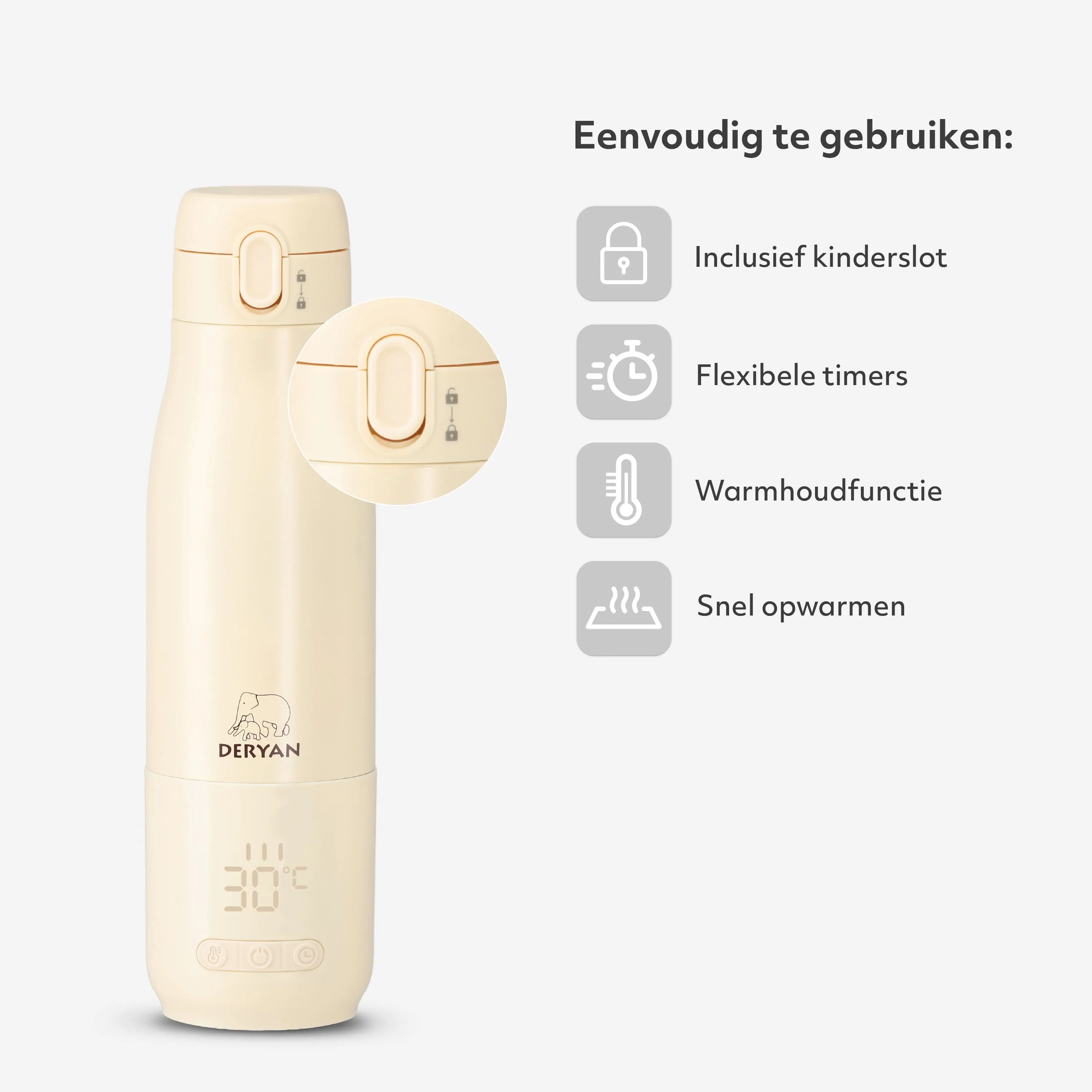 Draadloze Flessenwarmer 350 ml - Beige