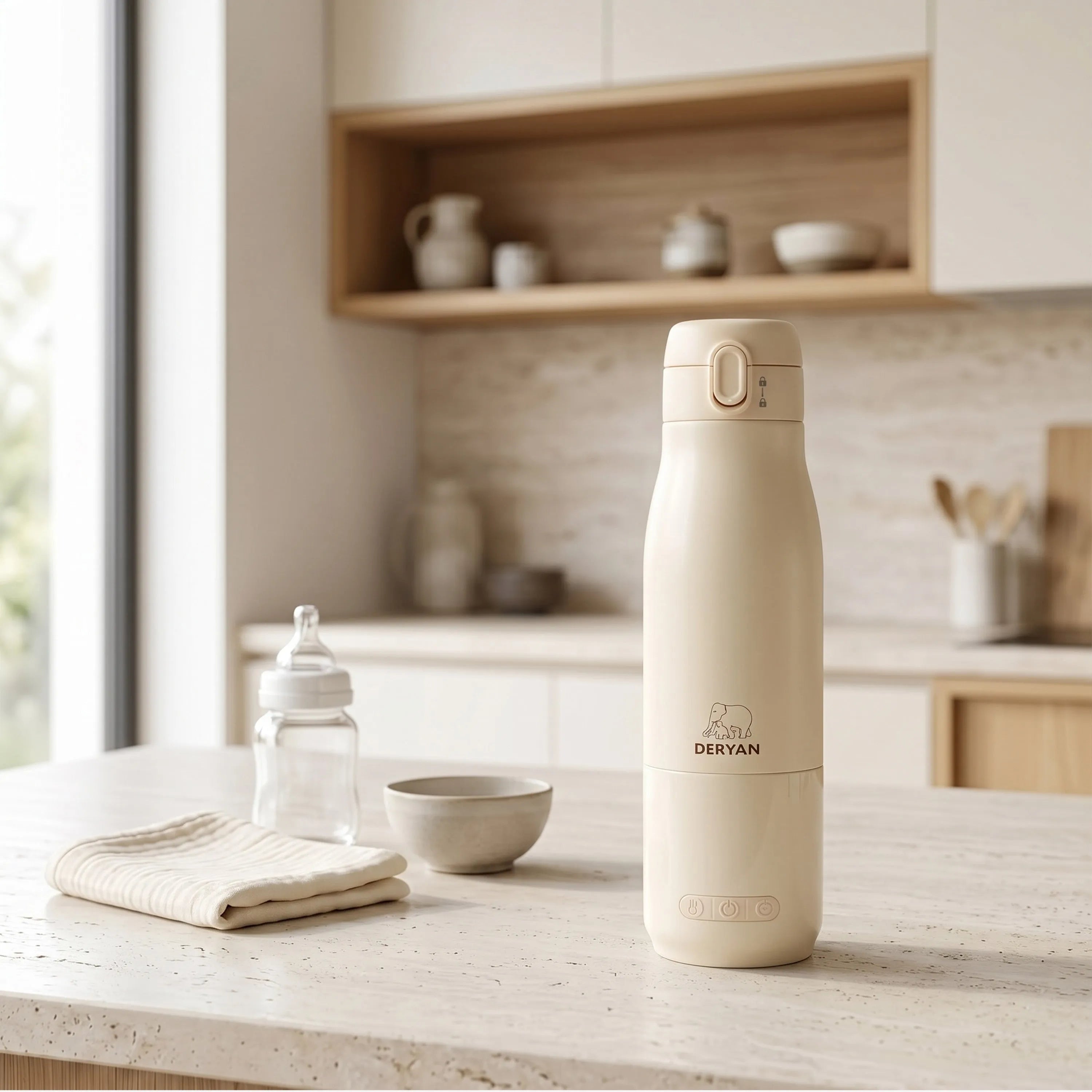 Draadloze Flessenwarmer 350 ml - Beige