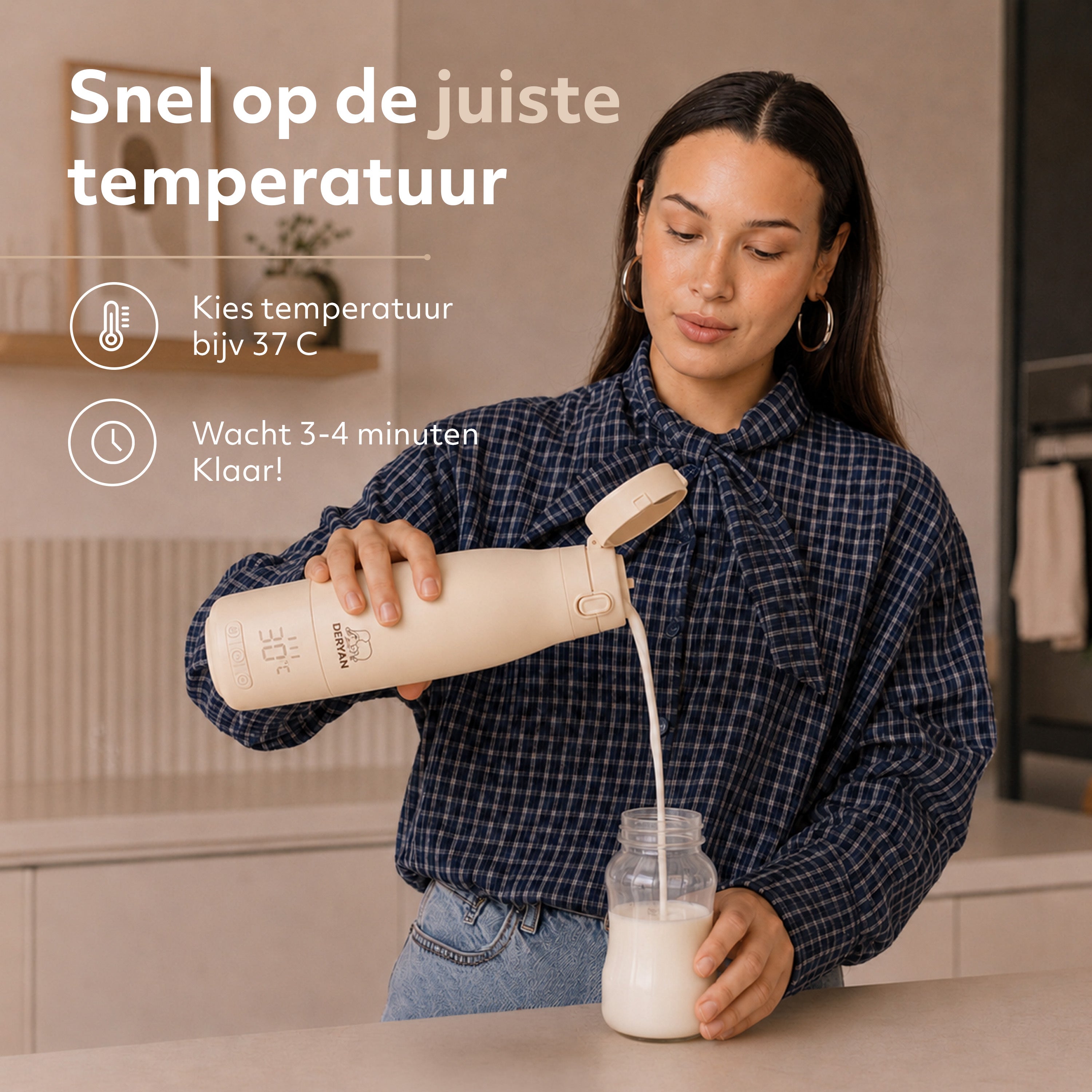 Draadloze Flessenwarmer 350 ml - Beige