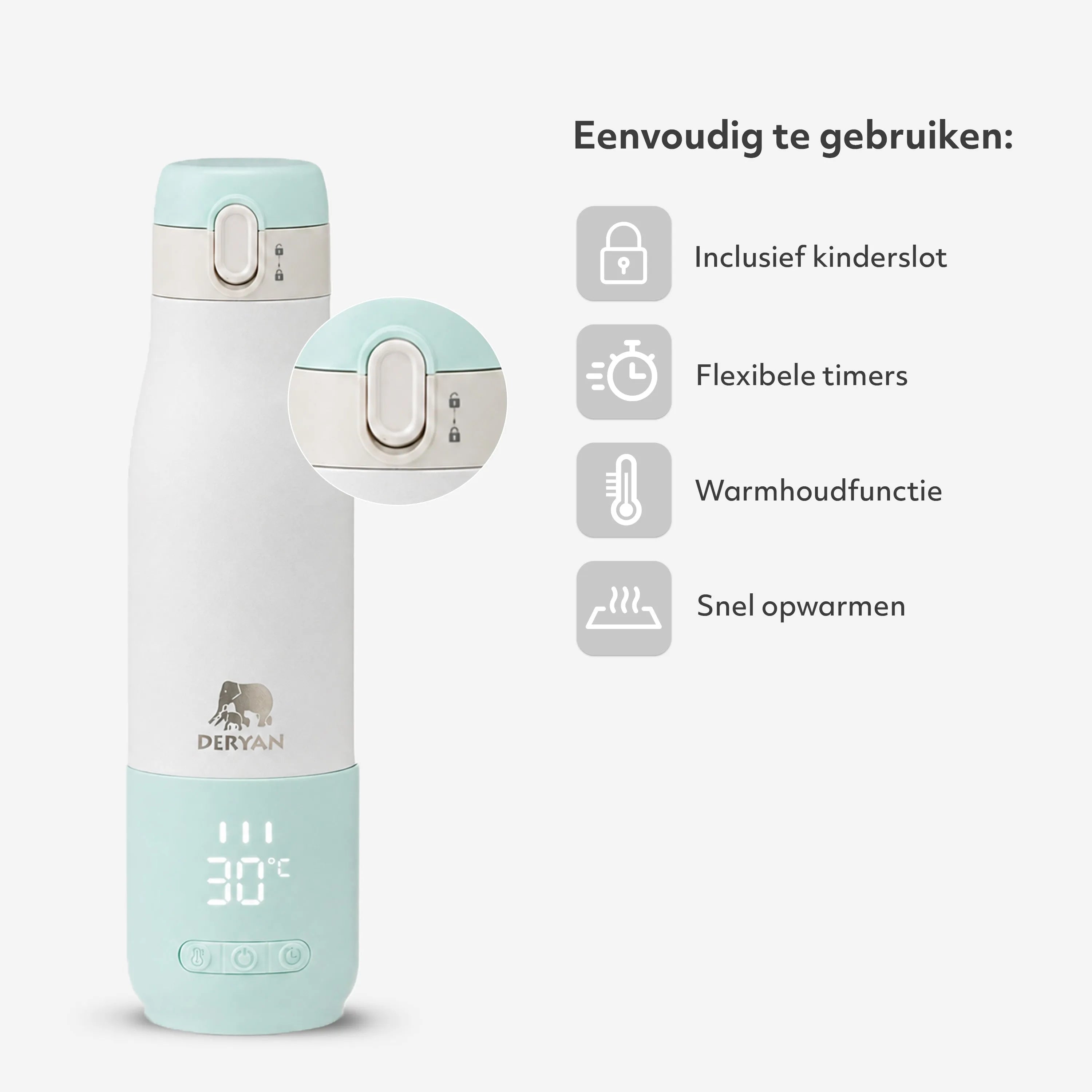 Draadloze Flessenwarmer 350 ml - Mint