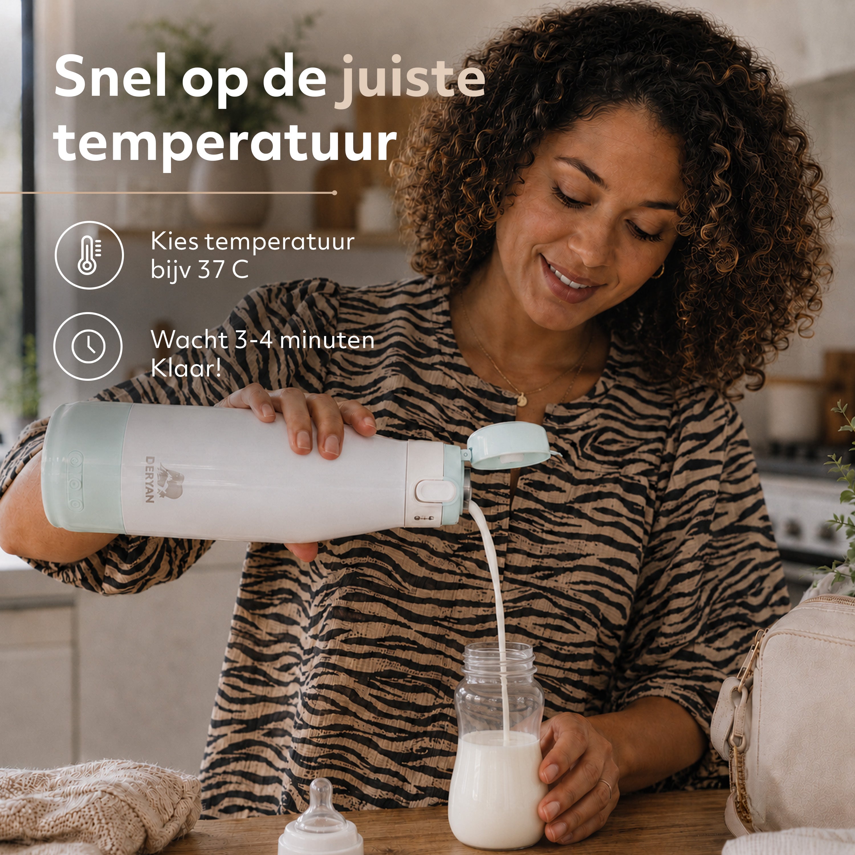 Draadloze Flessenwarmer 350 ml - Mint