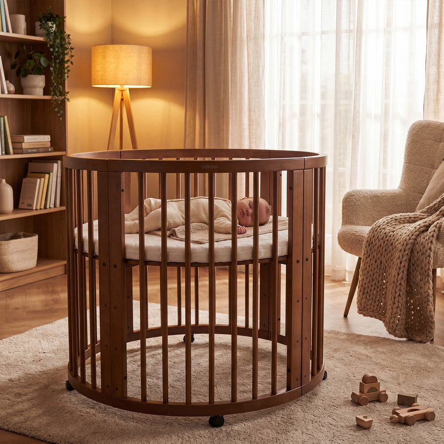 Willow Houten Ronde Box inclusief matras - Warm Brown