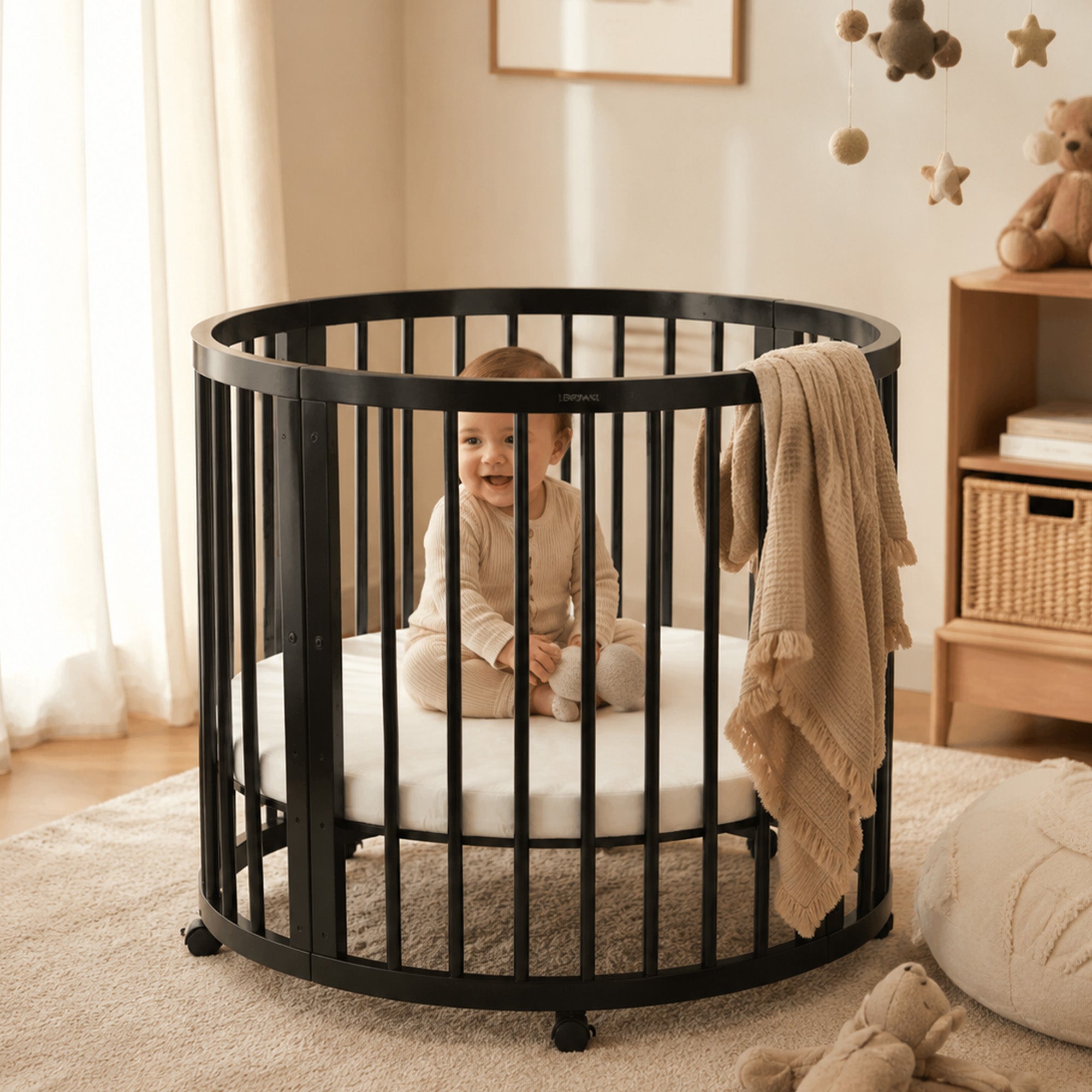 Willow ronde houten kinderbox met gesloten zijden voor baby's en peuters