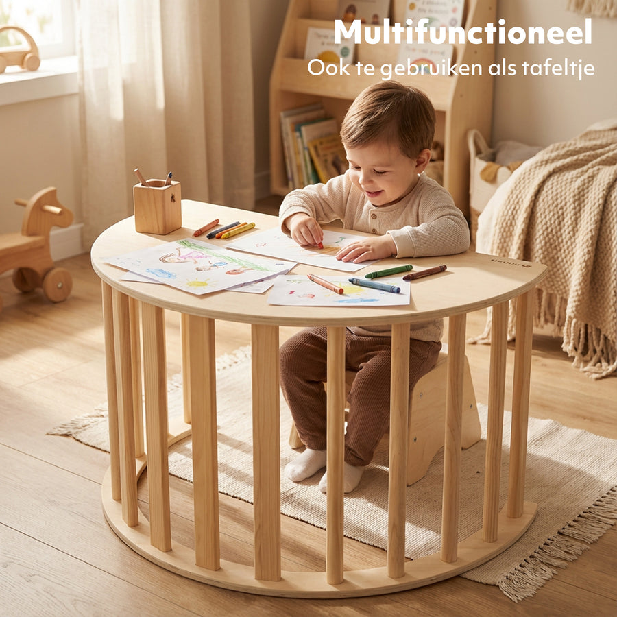 Multifunctionele Klimboog 5-in-1 met Kussen en Tekentafel - Hout
