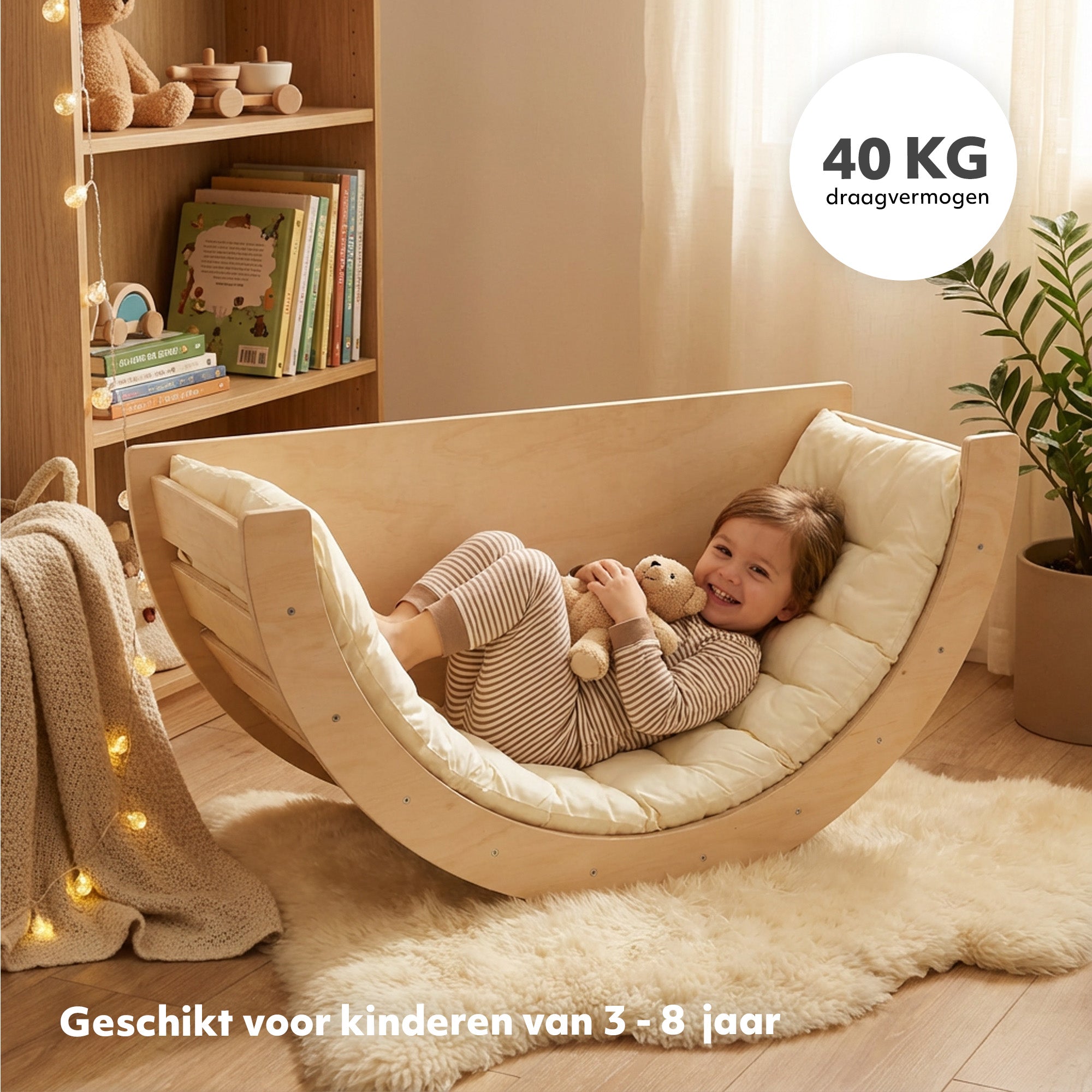 Multifunctionele Klimboog - 5 in 1 model - Speelboog - Klimrek - Speeltoestel - Inclusief Kussen - Tekentafel - Hout