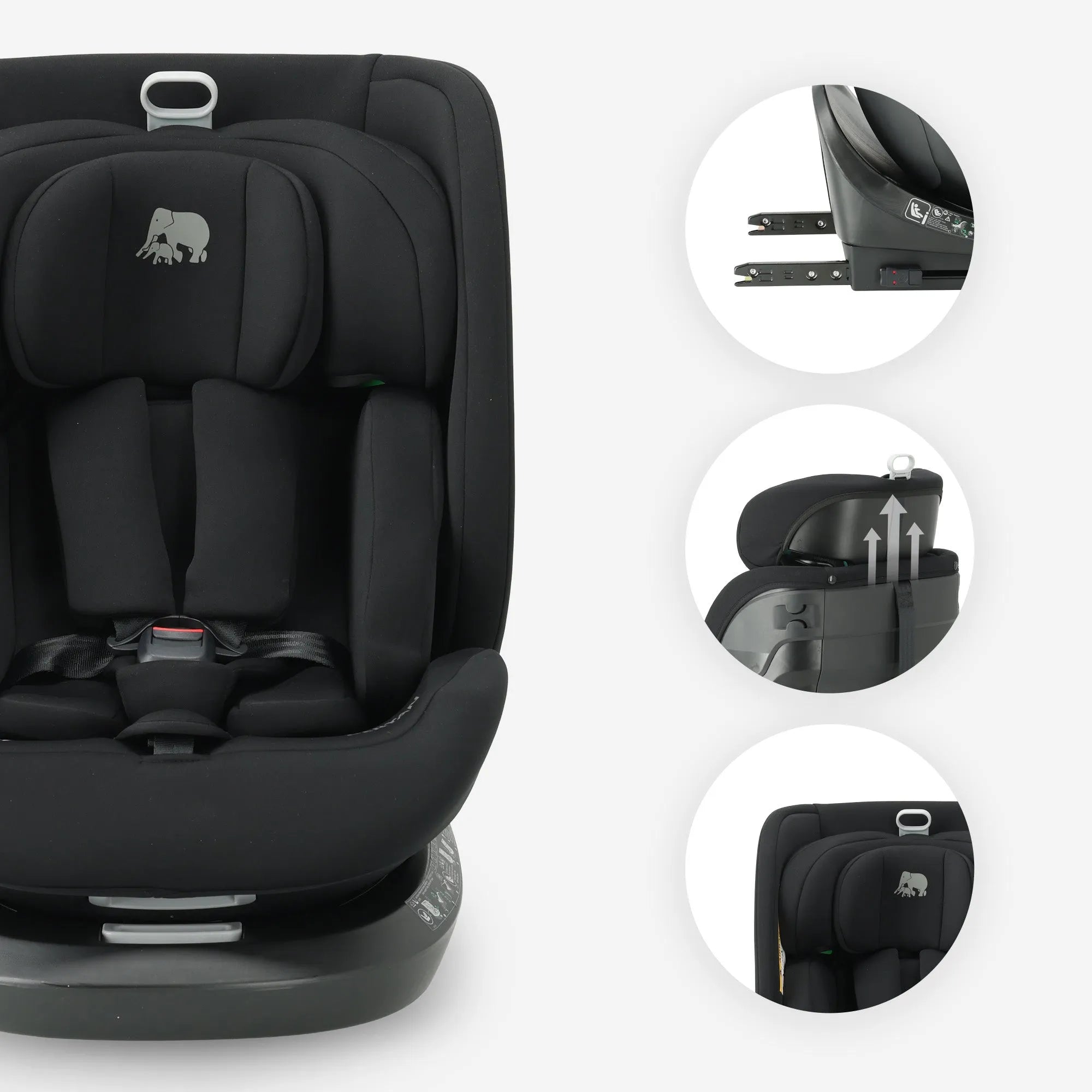Cassie Luxe I-size Autostoel - Groep 0-1-2-3 - Isofix - Draaibaar 360° - Zwart