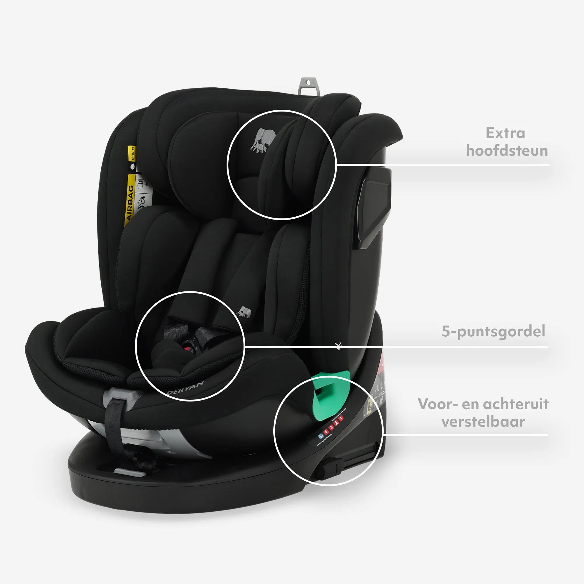 Colin Luxe I-size Autostoel - Groep 0-1-2-3 - Isofix - Draaibaar 360° - Zwart