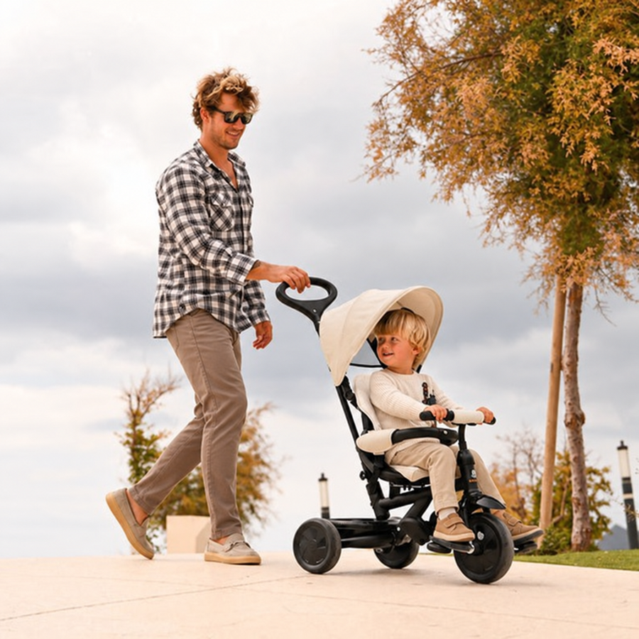 Adventurer Driewieler met duwstang Cream