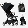 Air Buggy Zwart opgevouwen reisbuggy compact lichtgewicht ontwerp comfortabele zit en snelle vouwmechaniek