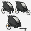 Fietskar wandelwagen hardloopkinderwagen zwart lichtgewicht frame verstelbare koppeling reflecterende details