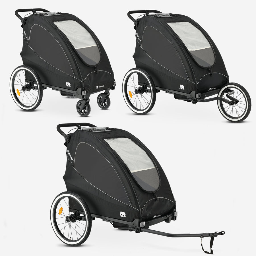 Luxe Fietskar 3-in-1 Wandelwagen en Jogger - Zwart
