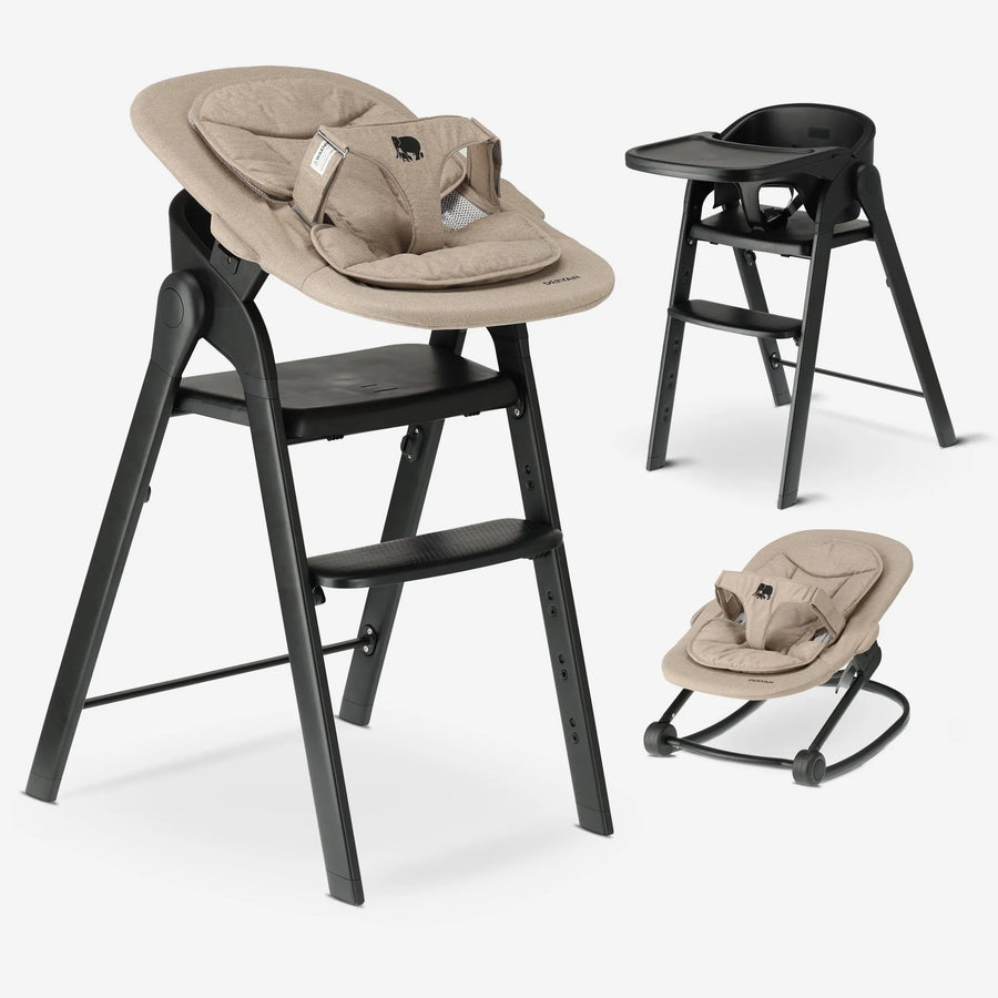 Deryan Luxe Kinderstoel met Bouncer - Zwart/Nougat