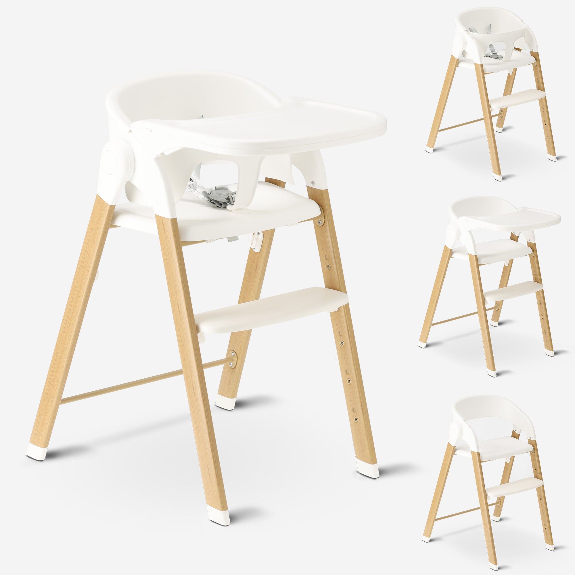 Luxe Kinderstoel wit met houten frame compact duurzaam ontwerp geschikt voor jonge kinderen