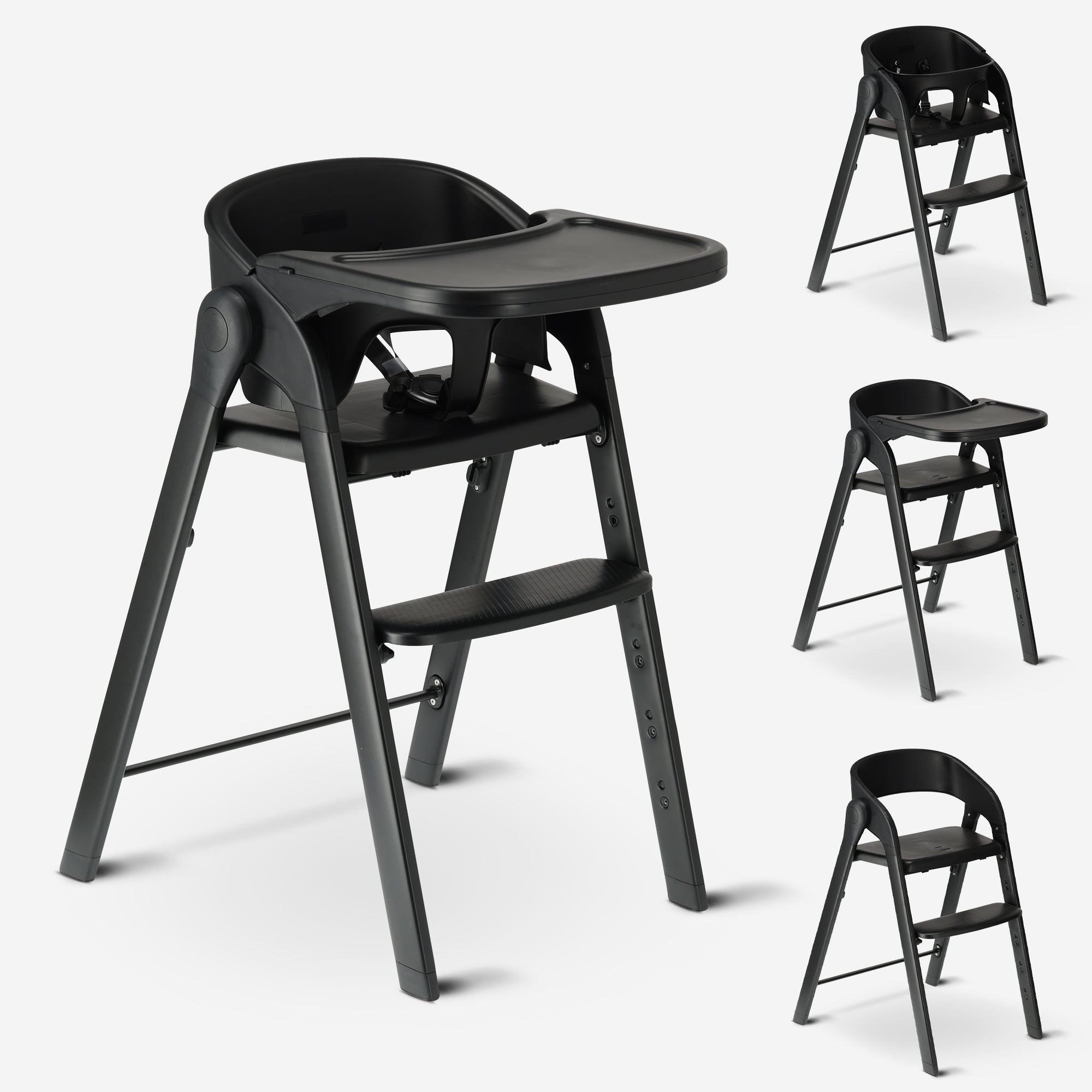 Luxe Kinderstoel Zwart opvouwbaar met compact frame en zachte zitting voor thuis en onderweg