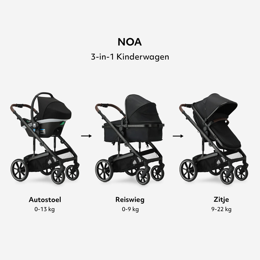 Noa 3-in-1 Kinderwagen Zwart