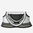 Peuter Luxe Silver reisbed met pop-up frame muggennet <1 mm zelfopblaasbaar matras draagtas canvas tas
