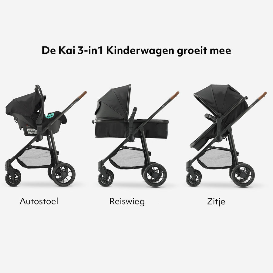 Mooiys Kai Kinderwagen - 3-in-1 reissysteem kinderwagen - Zwart