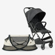 DERYAN Reis Pakket met Baby Luxe Cream campingbedje Easy Luxe zwarte buggy en buggy transporttas