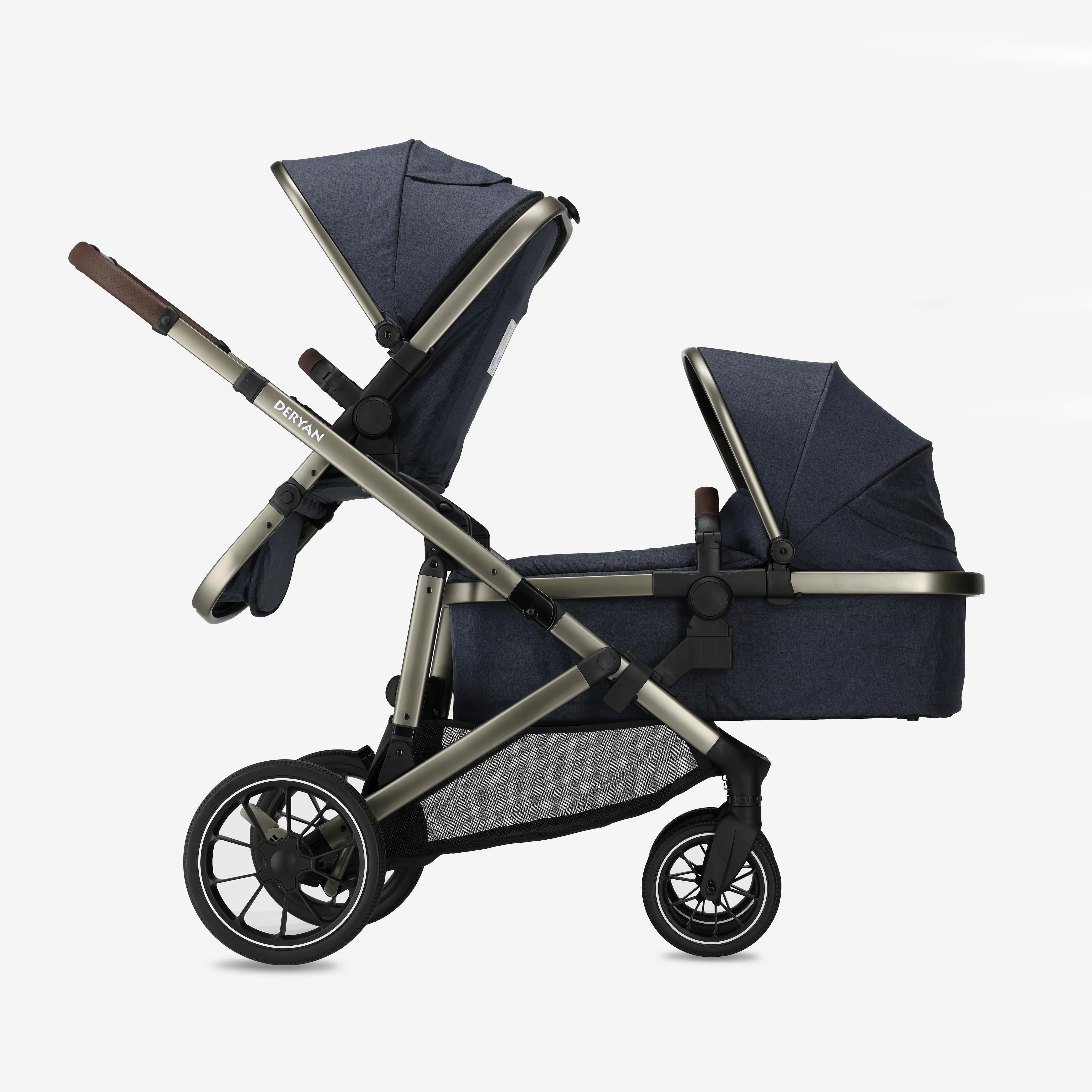 DERYAN EVY V2 Navy kinderwagen compact opvouwbaar voor reis en dagelijks gebruik